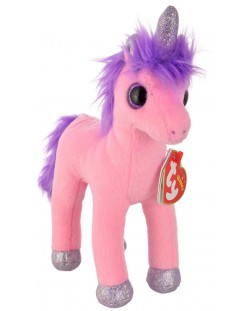 Плюшена играчка TY Plush - Розов еднорог с блестящи очи Charming, 15 cm