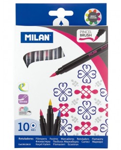 Флумастери-четка Milan – 10 цвята