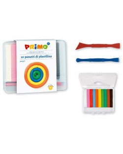 Пластилин Primo - Комплект 10 цвята с 2 двустранни ножчета в кутия