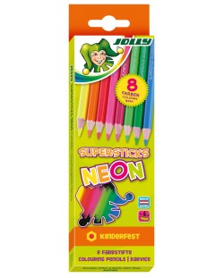Цветни моливи JOLLY Kinder Neon MIX – 8 цвята
