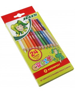 Цветни моливи JOLLY Crazy – Двустранни, 12 броя