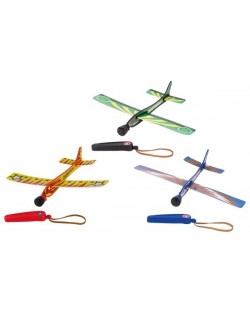 Дървена играчка Goki - Самолет с катапулт (асортимент)