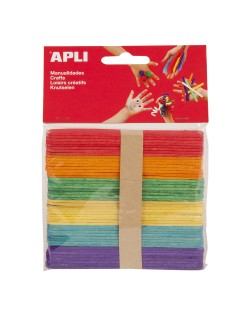Плоски цветни дървени пръчици Apli, 114 x 10