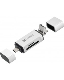 Четец за карти Sandberg -USB-C/USB/MicroUSB, сив