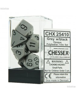 Комплект зарове Chessex Opaque Poly 7 - Grey & Black (7 бр.)