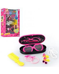 Детски комплект HTI Barbie, Фешън аксесоари, Очила, чанта, колие, гребен