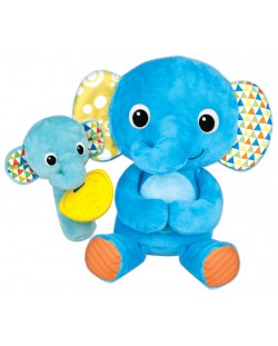 Плюшена играчка с дрънкалка Winfun Little Pals -  Слон с бебе слонче