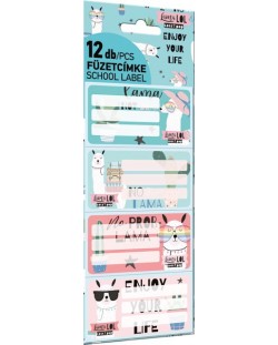 Ученически етикети Lizzy Card - Lama LOL, Lollipop, 12 броя