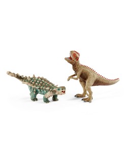 Фигурка Schleich от серията Аксесоари към Динозаври: Комплект - Анкилозавър и Гиганотозавър - малки