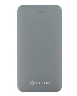 Портативна батерия Tellur - Slim Metallic, 5000 mAh, сива