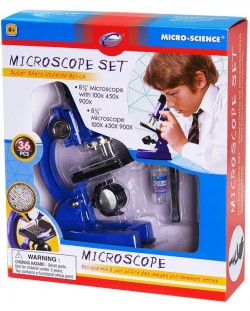 Образователна играчка Eastcolight - Син микроскоп, 100x/ 450x /900x