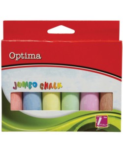 Комплект цветни тебешири Optima Jumbo - 6 цвята