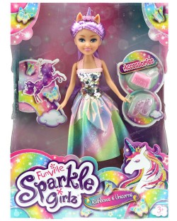 Кукла Funville Sparkle Girlz - Дъга и Еднорог, 28 cm, асортимент