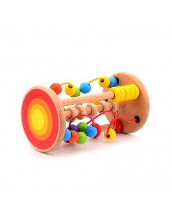 Дървена дидактическа играчка Jouéco - 3 игри в едно, с мъниста