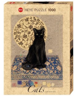 Пъзел Heye от 1000 части - Черна котка, Джейн Краутър