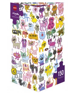 Мини пъзел Heye от 150 части - Скицирани котки, Джон Бургерман