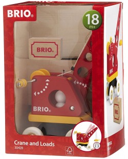 Дървена играчка Brio - Кран с товар