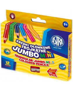 Цветни джъмбо моливи Astra - 12 броя, с острилка