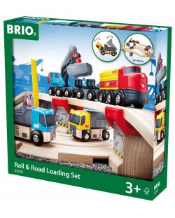 Комплект Brio - Влак с релси и аксесоари, Rail & Road Loading, 32 части