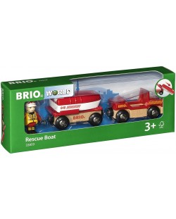Играчка Brio World - Пожарна кола със спасителна лодка