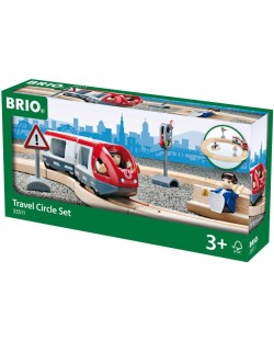 Комплект Brio - Влак с релси и аксесоари, 15 части