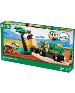 Комплект Brio - Влак с релси и аксесоари, Safari, 17 части