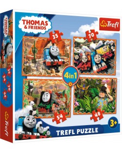 Пъзел Trefl 4 в 1 - Пътешествие около света, Thomas & Friends