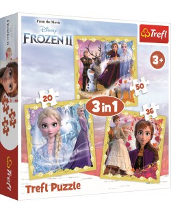 Пъзел Trefl 3 в 1 - Силата на Анна и Елза, Frozen 2
