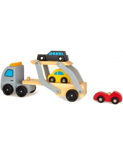 Дървена играчка Classic World - Автовоз с три колички