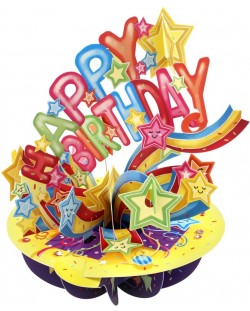 3D картичка Santoro Pirouettes - Happy Birthday, Shooting Stars