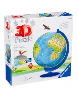 3D пъзел Ravensburger от 180 части - Глобус за деца