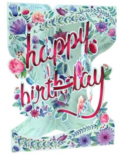 3D картичка Santoro Swing - Happy Birthday, Floral