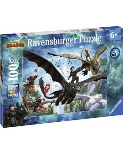 Пъзел Ravensburger от 100 XXL части - Тайнственият свят на драконите