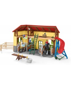 Комплект Schleich Farm World - Двуетажна конюшня, с фигурки и аксесоари