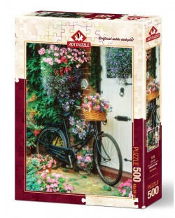 Пъзел Art Puzzle от 500 части - Велосипед и цветя, Саймън Кейн