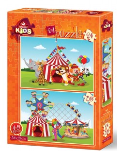 Пъзел Art Puzzle 2 в 1 - Циркът и забавният Панаир