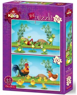 Пъзел Art Puzzle 2 в 1 - Животни и Бебета