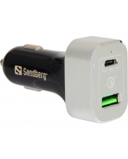 Зарядно за кола Sandberg - Car Charger, USB-A/C, 63W, черно