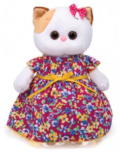 Плюшена играчка Budi Basa - Коте Ли-Ли с дълга рокля на цветя, 27 cm