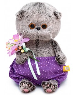 Плюшена играчка Budi Basa - Коте Басик бебе с лилави панталонки, 20 cm