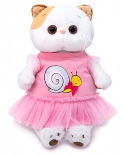 Плюшена играчка Budi Basa - Коте Ли-Ли в рокля с охлювче, 27 cm