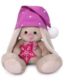 Плюшена играчка Budi Basa - Зайка Ми бебе, с лилава шапка, 15 cm