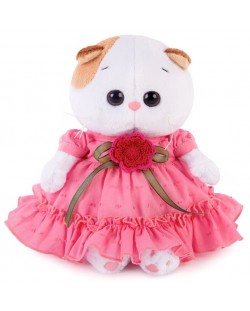 Плюшена играчка Budi Basa - Коте Ли-Ли бебе в рокля с плетено цвете, 20 cm