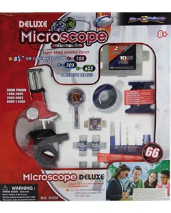 Образователна играчка Eastcolight - Червен метален микроскоп, 100/300/600/1200Х 