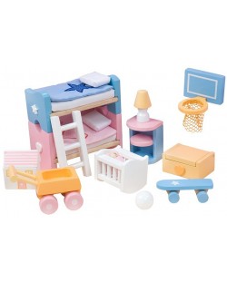Дървени мебели за кукленска къща - Детска стая