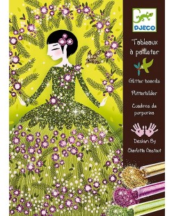 Творчески комплект за рисуване с брокат Djeco - Блестящи рокли