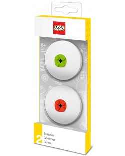 Комплект гуми за триене Lego Wear - С Lego елементи, 2 броя, червена и лайм