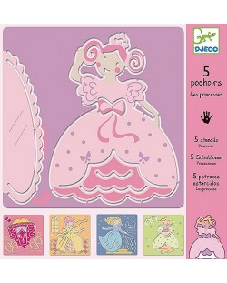 Комплект шаблони за рисуване Djeco - Принцеси