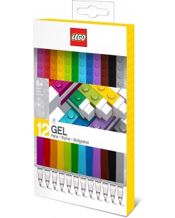 Комплект гел химикалки Lego - С Lego елементи, 12 броя, цветни