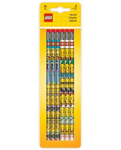 Комплект графитни моливи Lego Wear - Iconic, 6 броя, с гумички